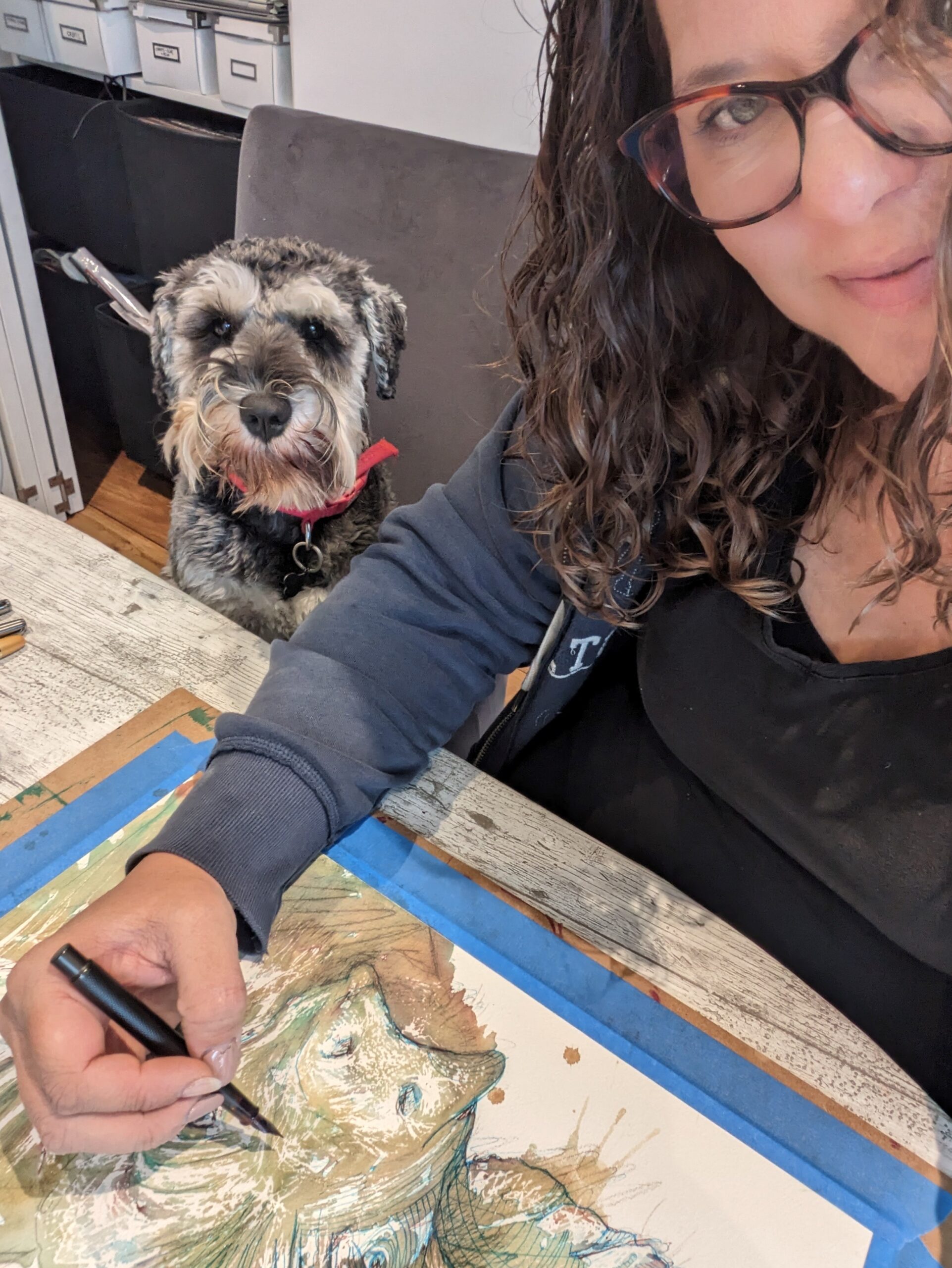 Paint with Char - my art companion - my dog Bailey